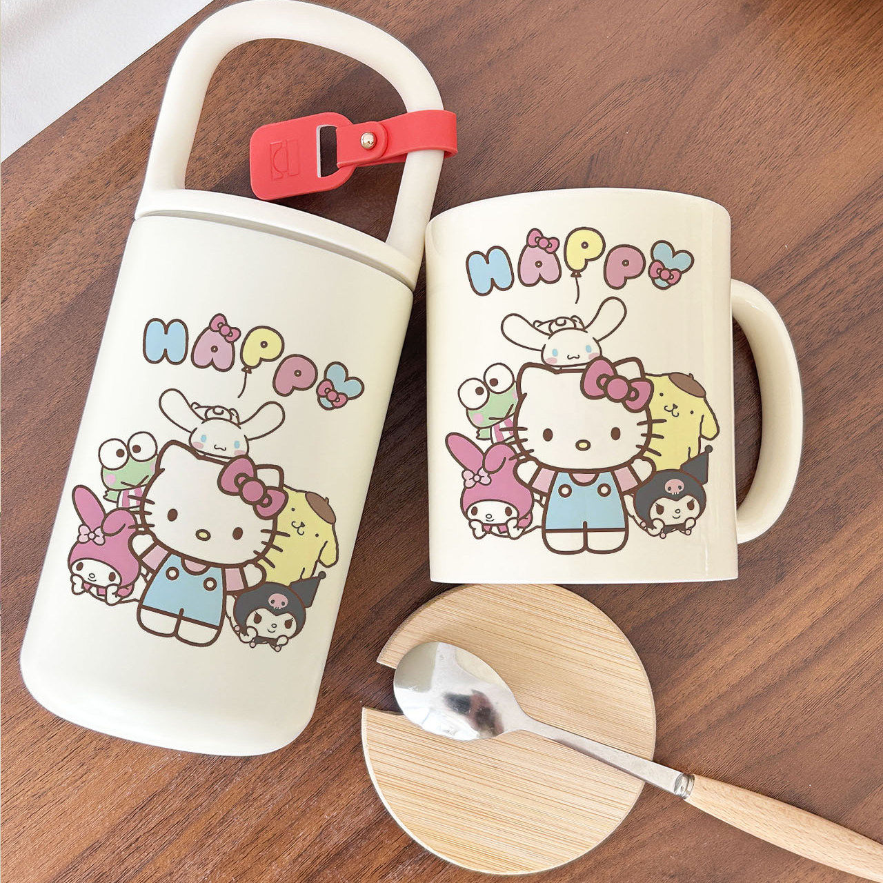 HelloKitty全家福系列马克杯+316不锈钢牛奶杯双件套组合