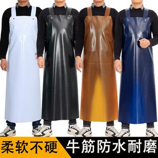 加厚耐磨牛筋双肩围裙男防水防油水产屠宰石材加大工作劳保围腰女