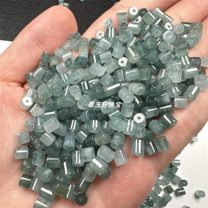 危地马拉翡翠冰种蓝水料小桶珠