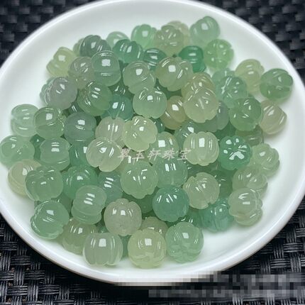天然东陵玉10mm南瓜珠散珠diy玉石配饰玉石手链项链饰品散珠
