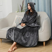 韩版 毛毯 加厚法兰绒懒人披风披肩斗篷办公室学生午睡空调毯秋冬季