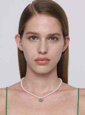 TENPALACE 韩国mardi mercredi 合作限量款珍珠小雏菊项链