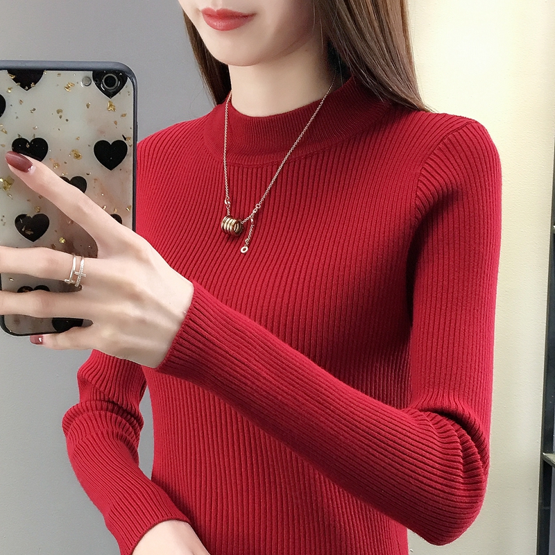 女士毛衣新款洋气半高领修身