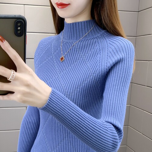 秋冬半高领修身显瘦打底毛衣女