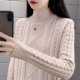 长袖 2025新款 上衣外套女装 麻花宽松针织衫 半高领加厚打底毛衣冬季