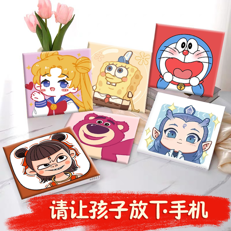 儿童数字油画 diy2025新款手工填色填充卡通动漫可爱学生丙烯画