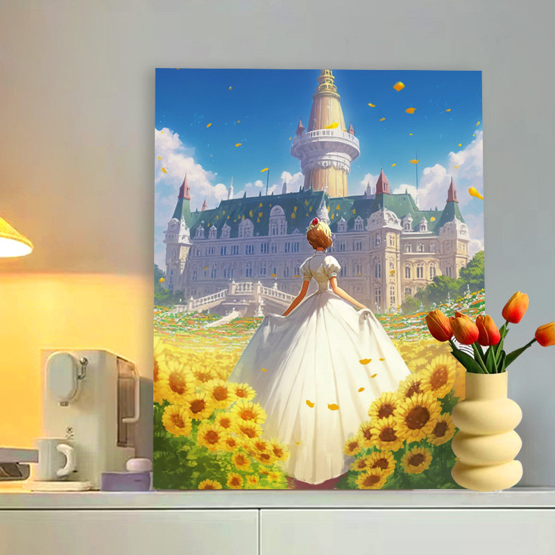 公主城堡0基础diy数字油画手工手绘油彩画丙烯填充治愈减压装饰画