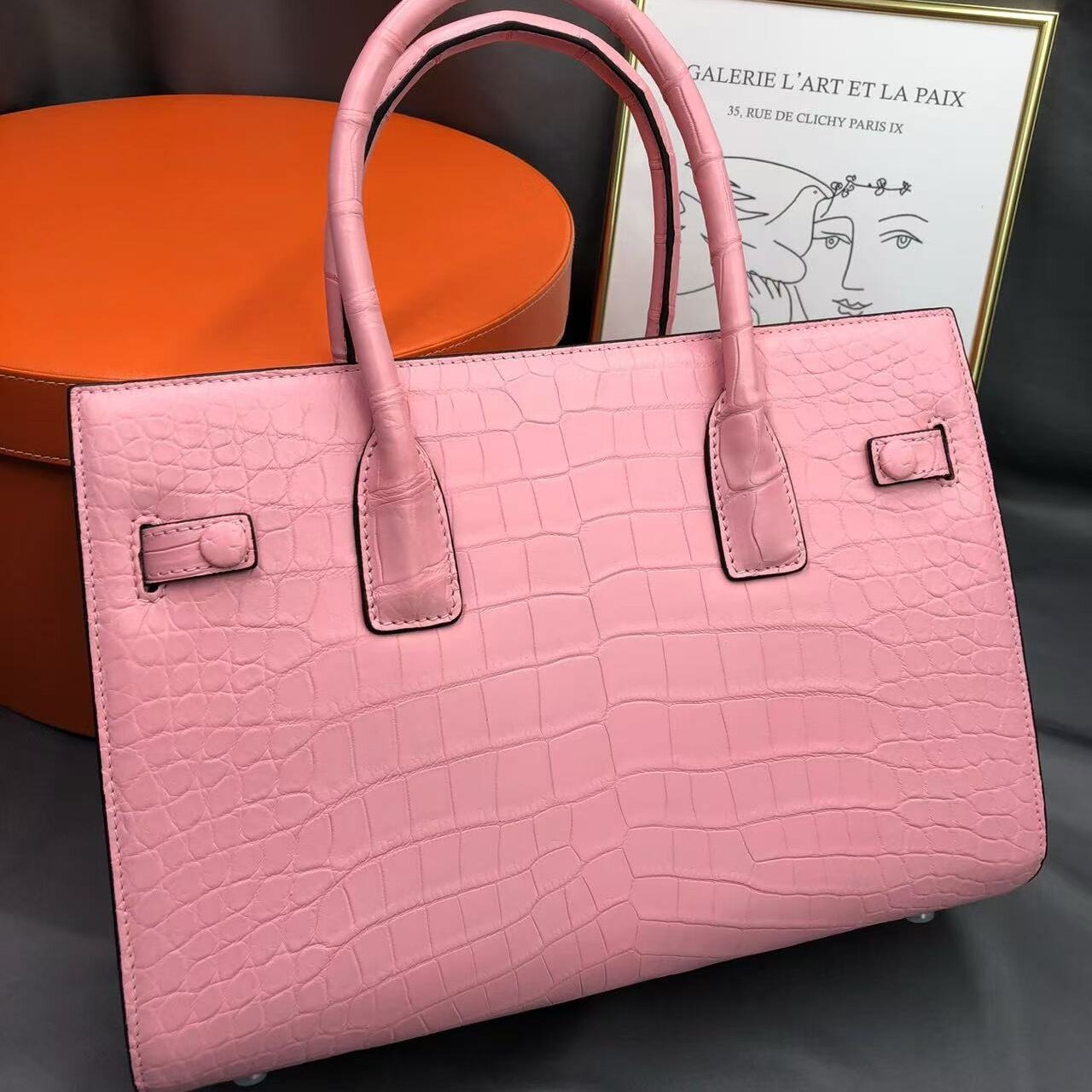 雾面鳄鱼皮女包真皮女士手提包高端皮包糖果色大容量通勤新款包包