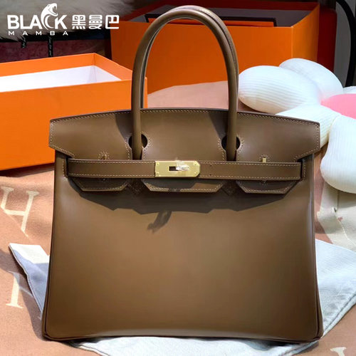 全手工铂金包黑曼巴BOX皮30Cm