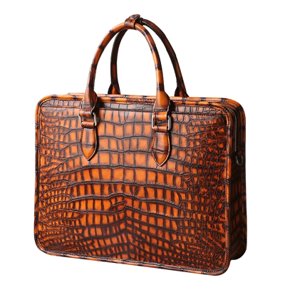黑曼巴高档擦色鳄鱼皮公文包