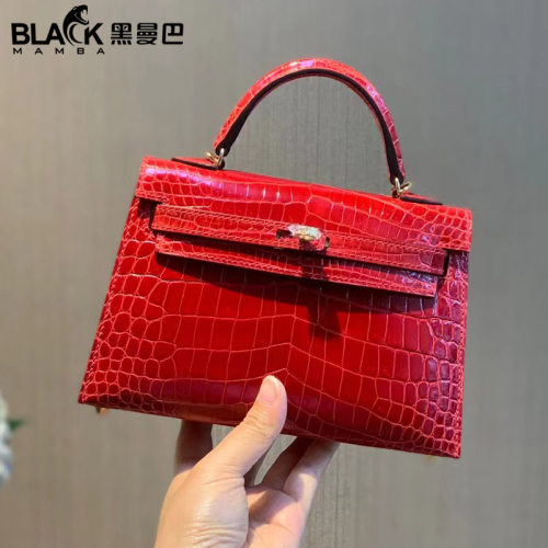 黑曼巴手工包鳄鱼皮女士夏季小号