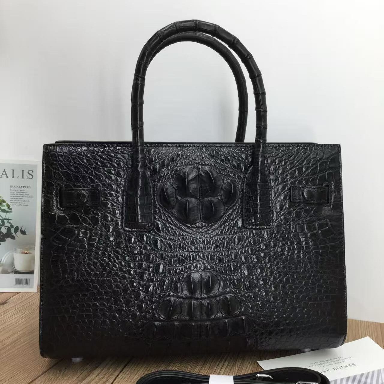 稀有皮女包鳄鱼皮女士手提包大容量通勤包黑色高档真皮耐磨新款