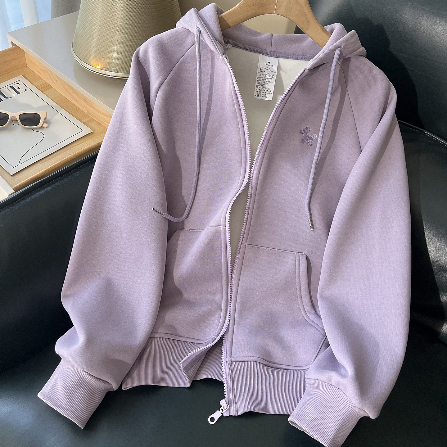 拉链开衫香芋紫卫衣女2025新款