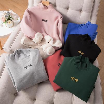 一体绒高领卫衣女春秋新款