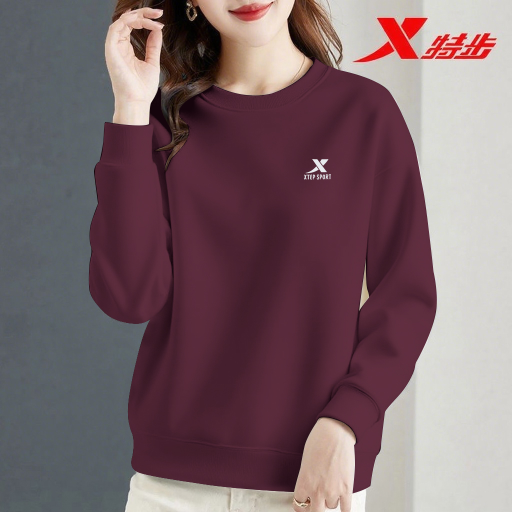 特步运动卫衣女款针织上衣