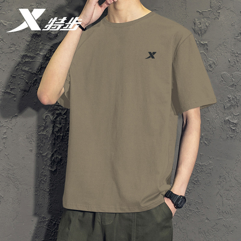 特步纯棉T恤男短袖春秋2025新款宽松休闲装官方正品圆领运动上衣,运动服/休闲服装,运动T恤,淘宝优惠券,粉丝福利购,淘宝优惠卷