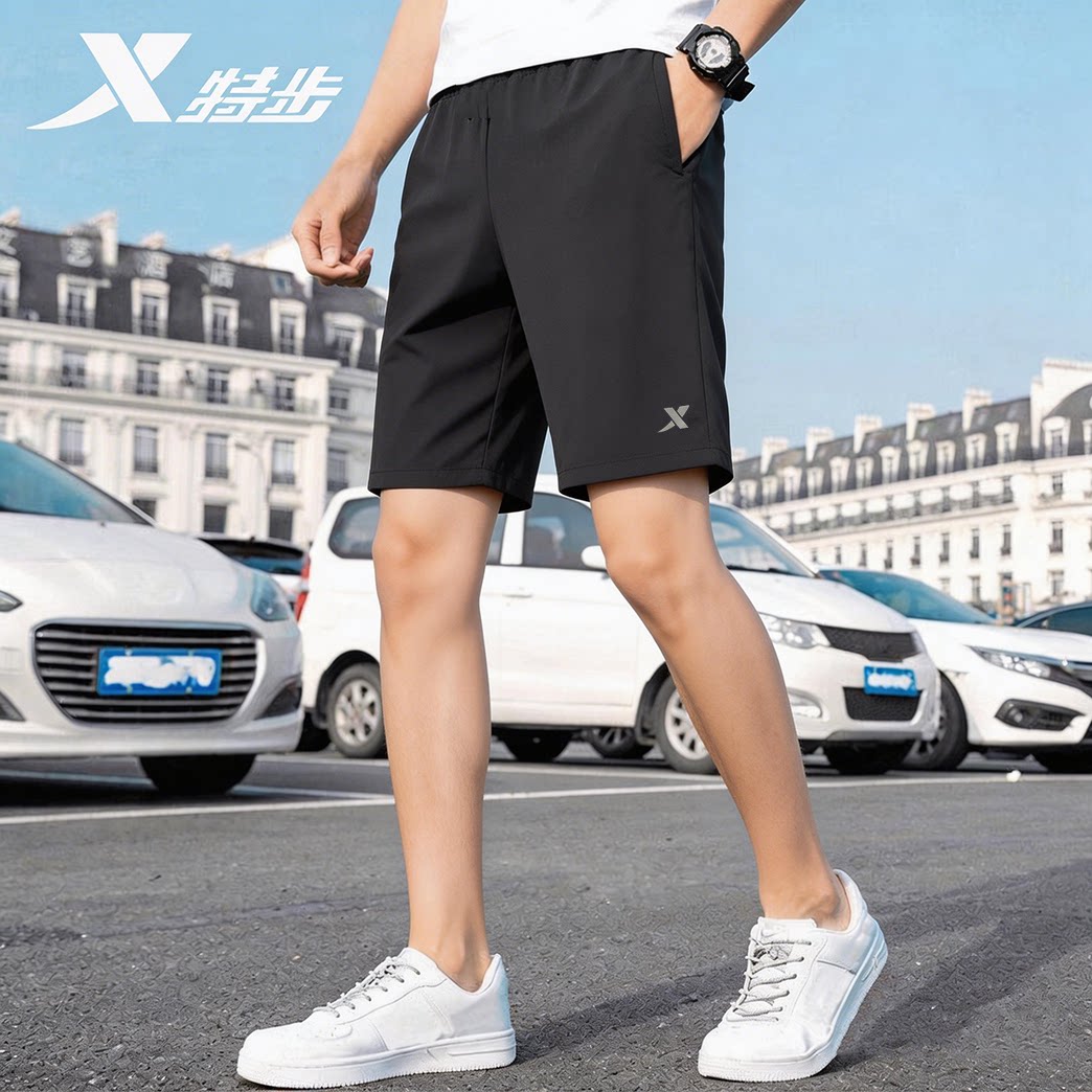 特步短裤男款夏外穿男士速干运动裤夏天中考体育跑步专用五分裤男