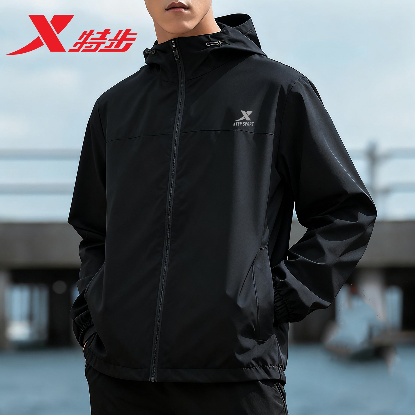 特步运动外套男风衣新款