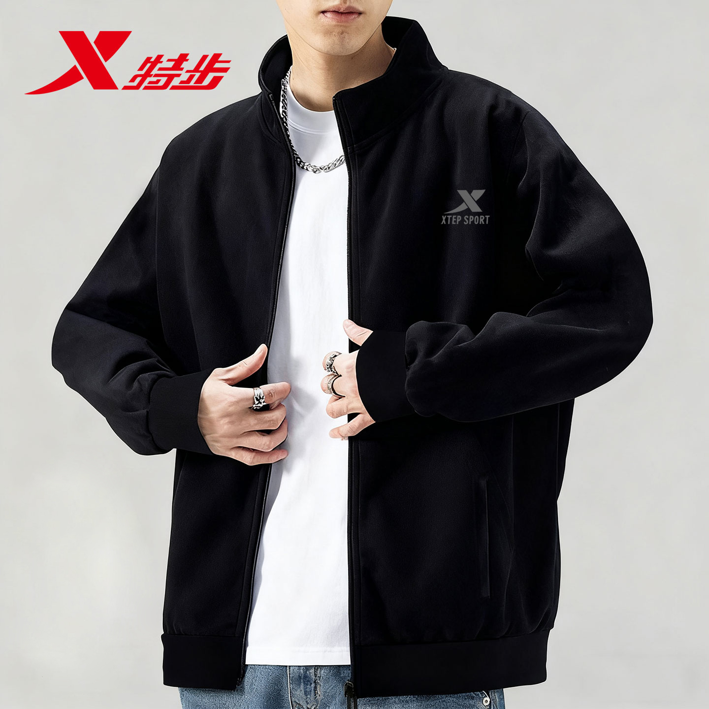特步外套男运动服针织上衣