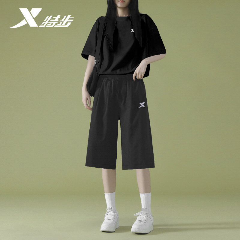 特步七分裤套装女速干衣两件套图片
