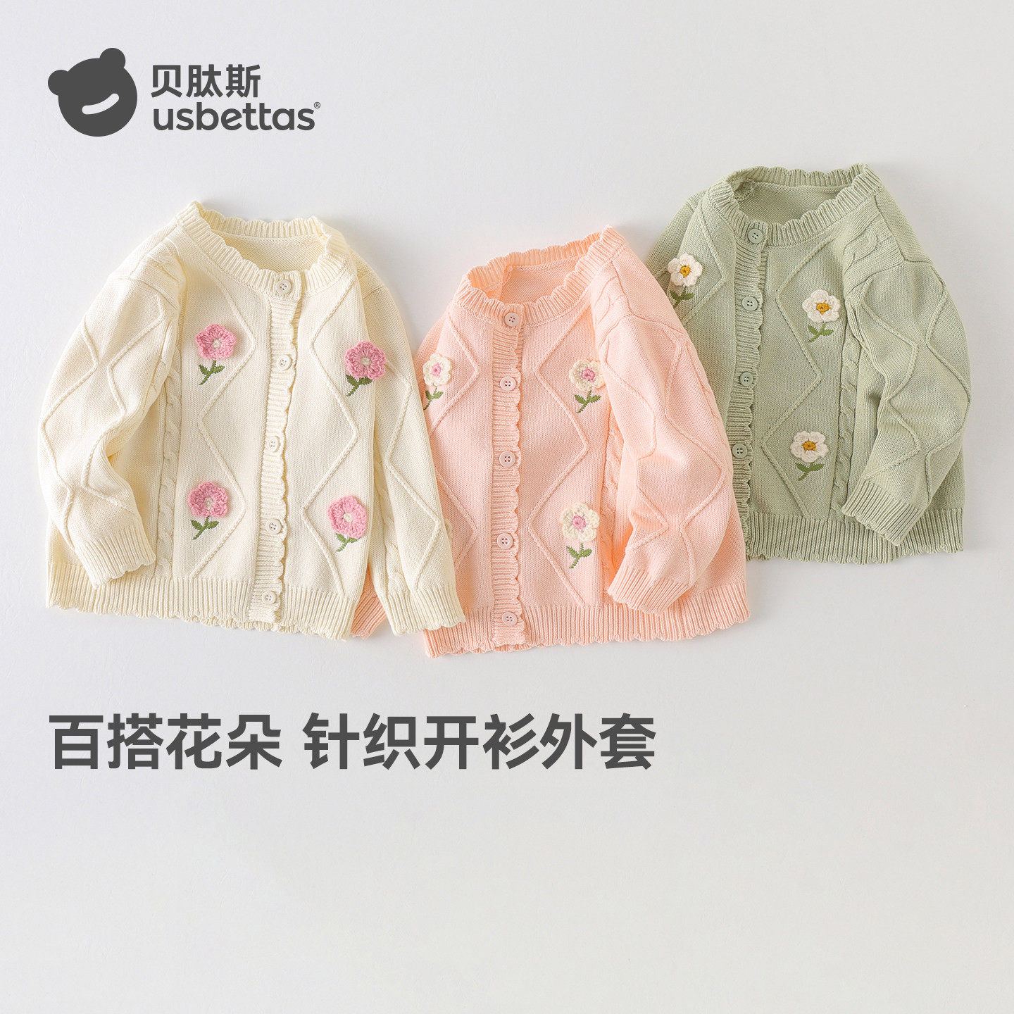 贝肽斯毛衣针织开衫2026春秋新款男女宝宝针织衫上衣儿童开衫S