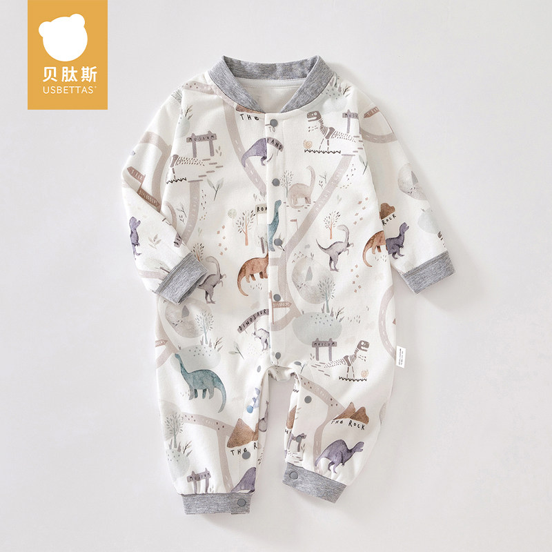 贝肽斯婴儿衣服秋季连体衣长袖新生幼儿男女宝宝纯棉打底睡衣S