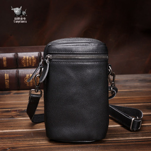 男士 包包真皮单肩包斜挎包商务迷你水桶包休闲头层牛皮手机包小包
