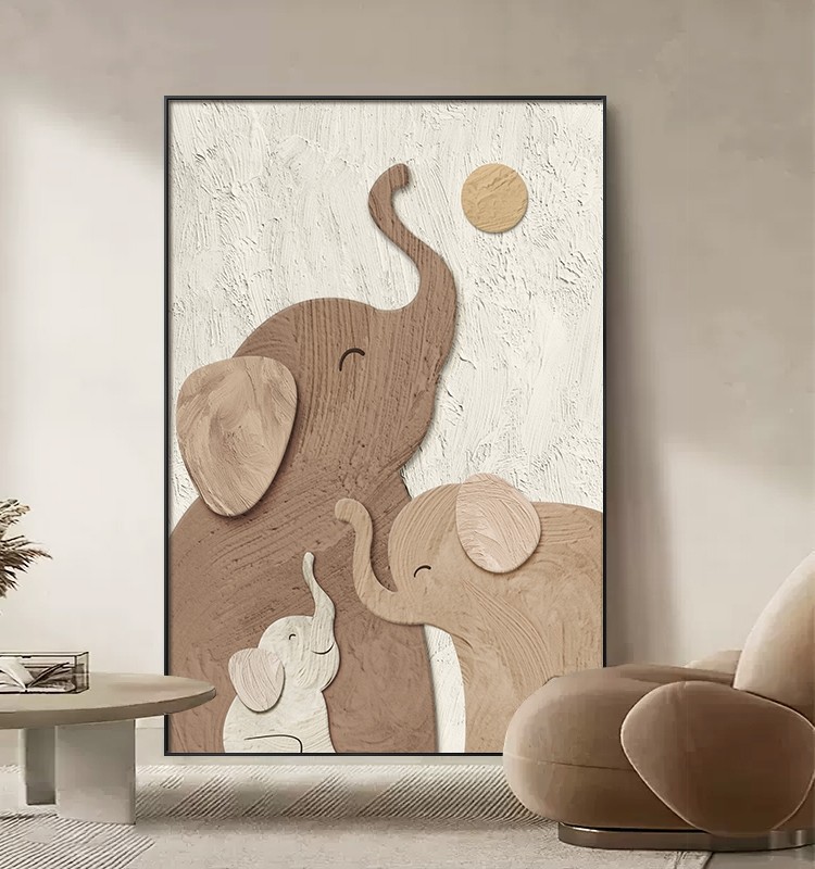 现代轻奢大象客厅装饰画 画玄幻肌理沙发背景墙挂画 画高档大气玄,家居饰品,现代装饰画,淘宝优惠券,粉丝福利购,淘宝优惠卷