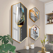 现代轻奢装 饰画客厅墙面高档挂画大气简约壁画植物六边形晶瓷壁画