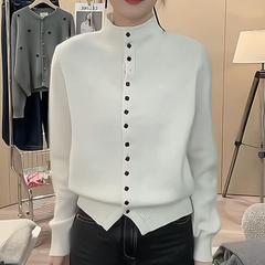 秋冬开衫半高领毛衣女款2024新款冬季爆款慵懒高级感针织衫上衣女