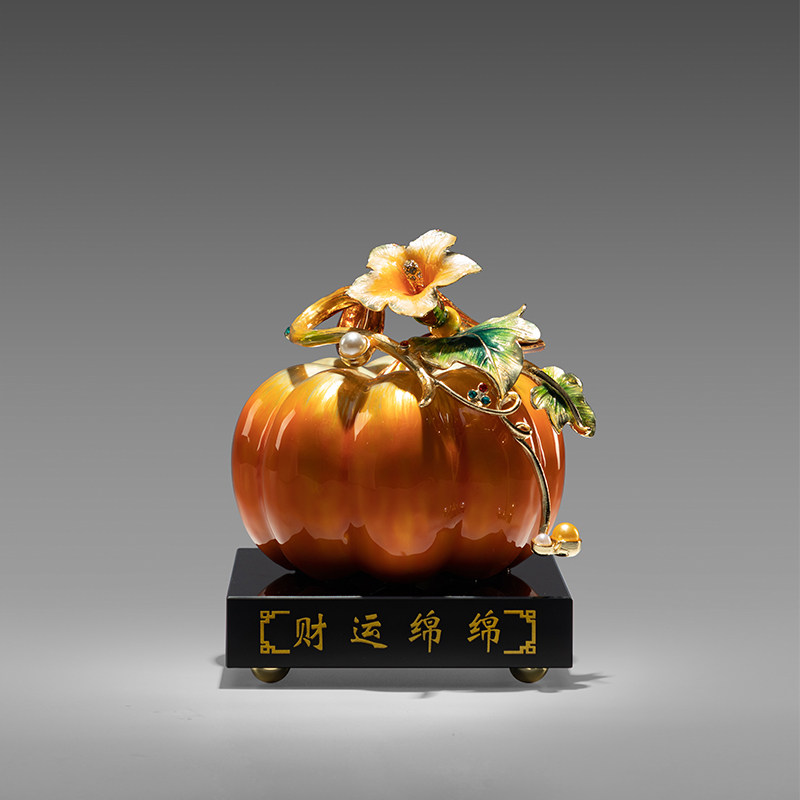 创意轻奢财运绵绵南瓜工艺品老板办公室摆件领导高档客厅玄关装饰