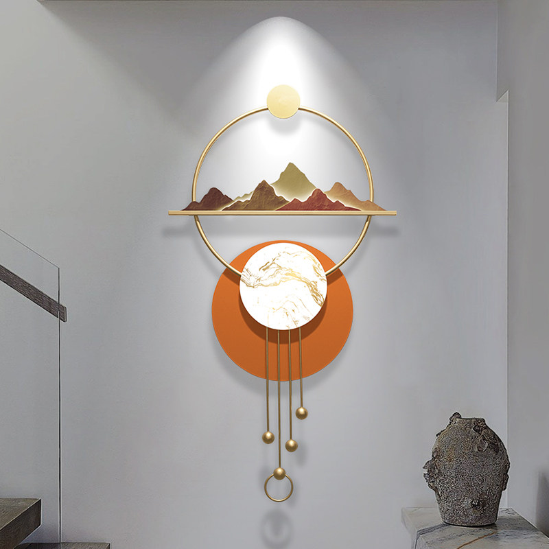 飞鸟集玄关装饰画创意铁艺壁画沙发背景墙挂画时钟现代简约风挂墙