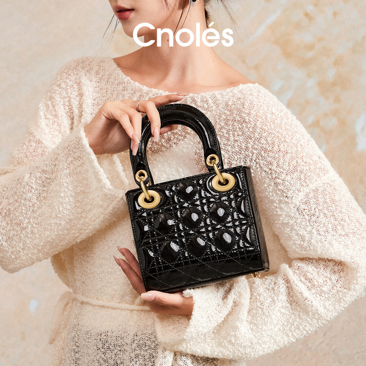 Cnoles蔻一包包新款小众轻奢菱格包女士手提包戴妃包小香风斜挎包,箱包皮具/热销女包/男包,小方包,淘宝优惠券,粉丝福利购,淘宝优惠卷