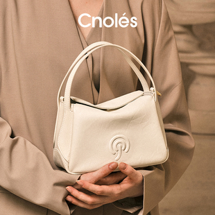 Cnoles蔻一云汀包包女式2025新款牛皮手提包高级感枕头包女斜挎
