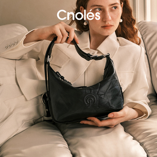 Cnoles蔻一晓风包腋下hobo包包女新款 牛皮手提单肩斜挎包女包秋季