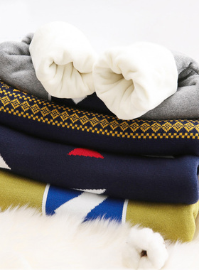 男童针织衫纯棉大童打底衫套头加绒加厚小孩毛线衣秋韩版儿童毛衣