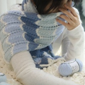 原创美拉德秋冬围巾编织材料包波浪渐变层次感亲子款 毛线手作diy