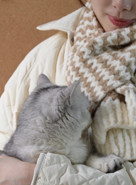 原创手工温柔软糯糯奶茶啵啵拼色围巾编织材料包手作diy暖冬礼物