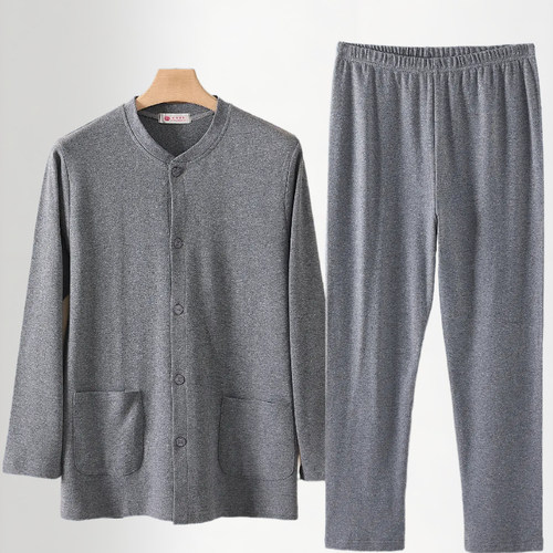 本命年红色开衫老人纯棉保暖内衣