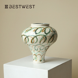 大丹陶瓷正品 饰品 花瓶景德镇手工艺术花器高端精致插花器皿客厅装