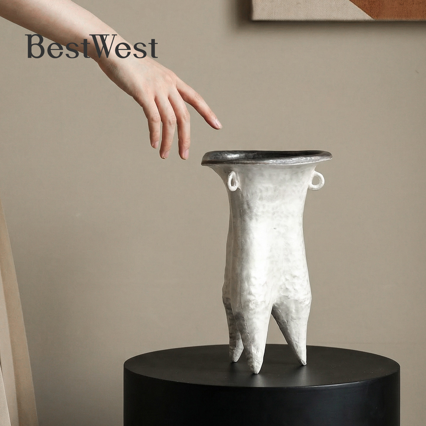 BEST WEST 大丹陶瓷陶艺家手作花器银彩工艺设计师软装手工摆件