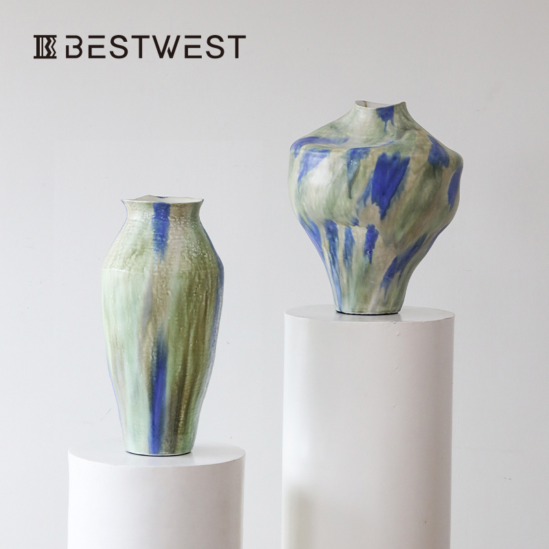 创意花瓶景德镇陶瓷摆件侘寂风干花插花陶罐轻奢高级感艺术风客厅