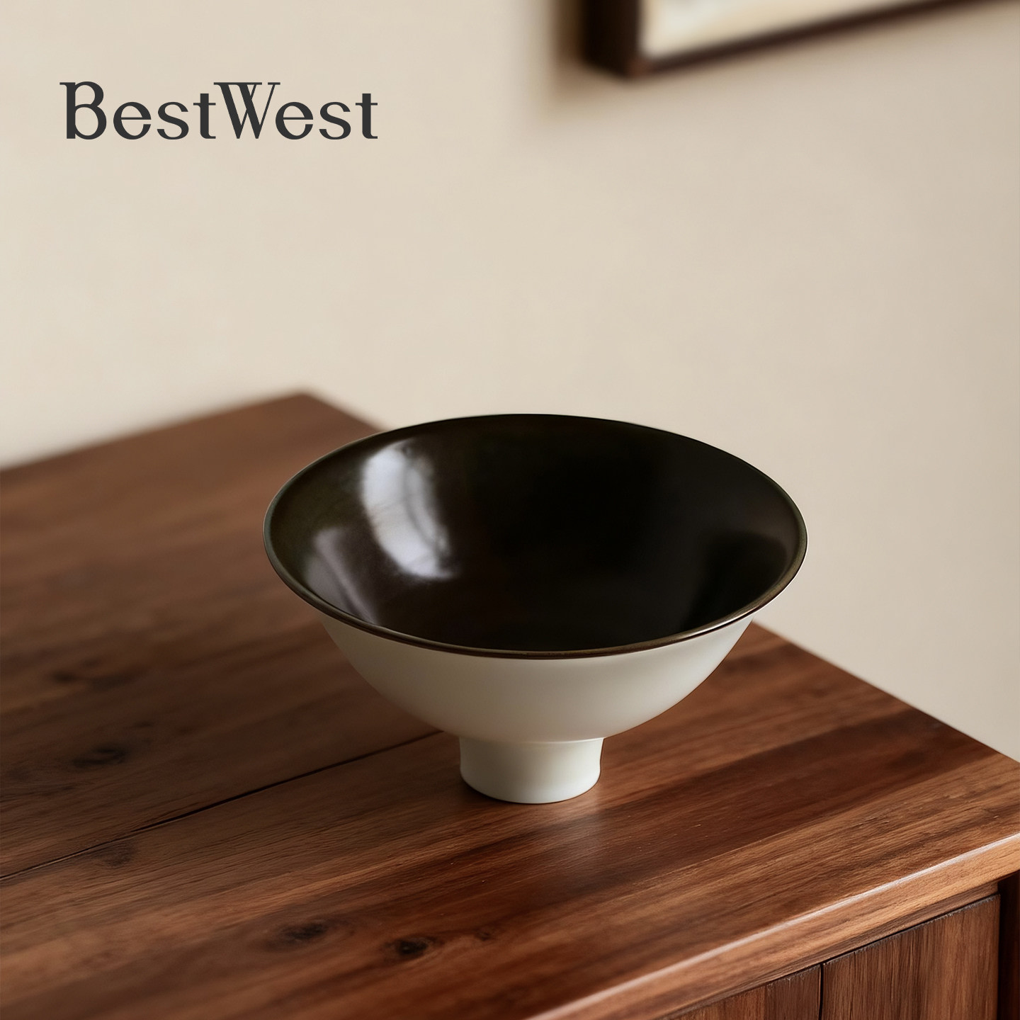 BEST WEST 复古手工高足碗酒店餐厅甜品碗手作陶器家用高颜值餐具