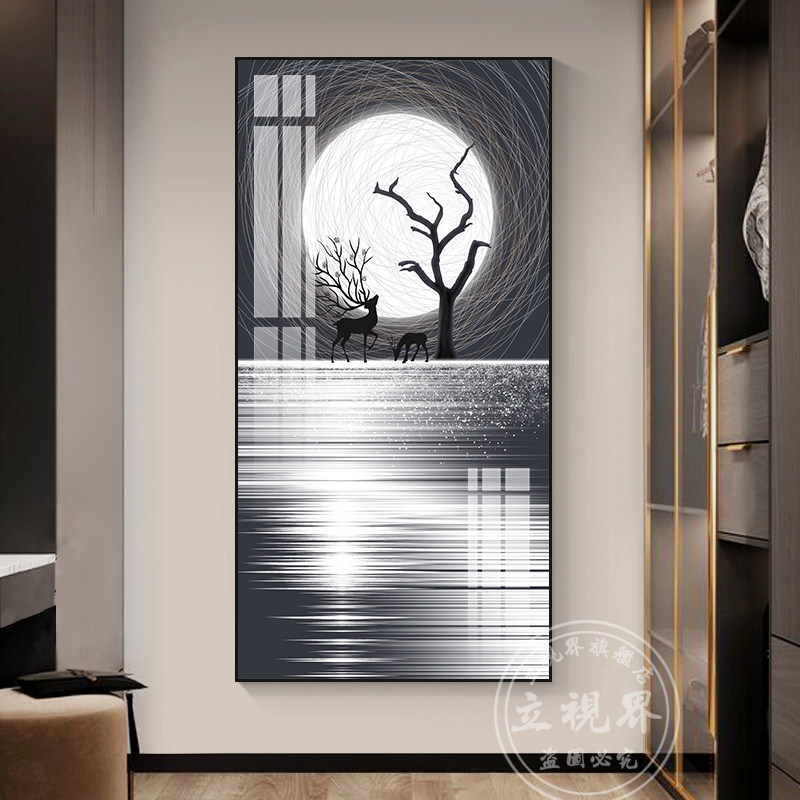 玄幻入户玄关装饰画背景墙画挂画走廊过道壁画进门现代轻奢晶瓷画