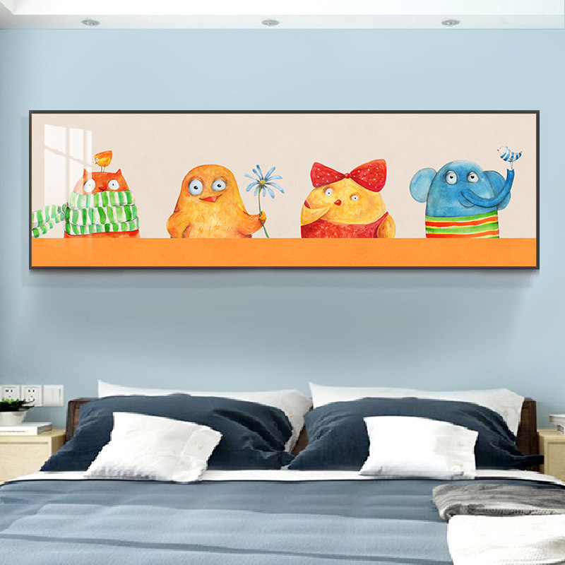 动漫卧室装饰画小清新床头挂画现代简约公主儿童房间墙壁卡通墙画