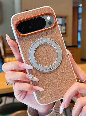 适用于谷歌Google Pixel10手机壳可旋转支架谷歌Pixel10ProXL素皮新款仿布艺谷歌10A商务带磁吸布纹保护套男