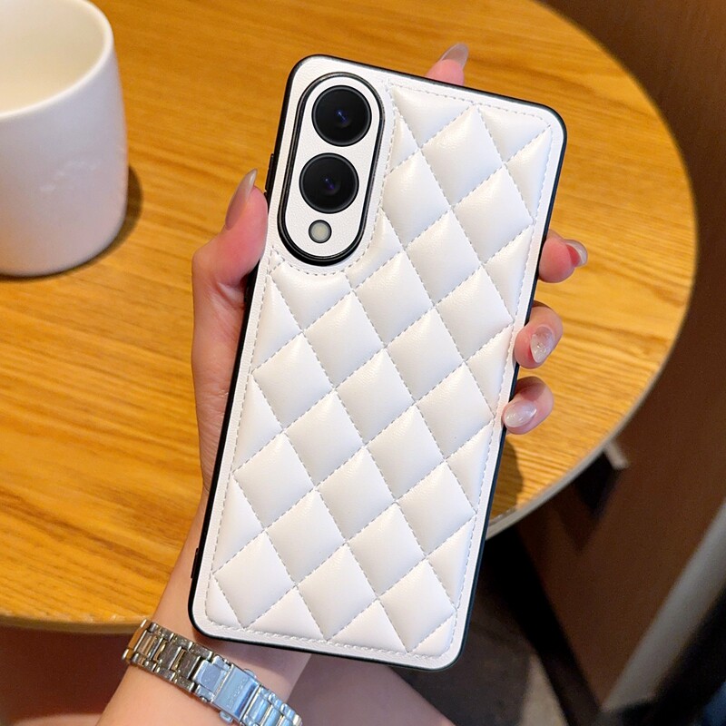 适用于三星S25 Edge手机壳简约商务立体软皮革防摔Galaxy三星镜头全包超薄保护套s25edge菱格小香风男女新款