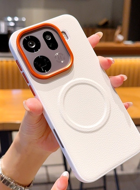 适用于OPPO FindX9Pro手机壳高级X8s+橙色镜头商务素皮oppofindx9新款四角全包防摔findx8pro磁吸外壳保护套