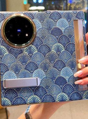 适用于vivoxfold5手机壳高端开屏蓝色立体感VIVO XFold5磁吸翻盖皮套奢华vivoxfold5pro带支架新款保护套闺蜜