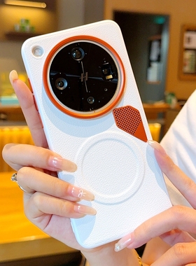 适用于OPPO Find X8手机壳橙色金属镜头FindX8Ultra素皮防摔创意自带散热小孔findx8s+磁吸FindX8Pro保护套